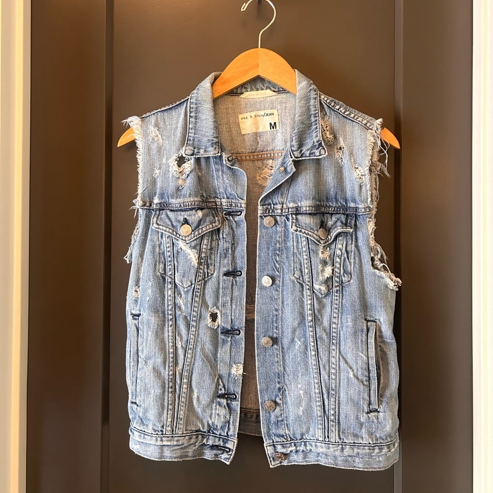 Rag &Bone Jean Destroyed Denim Vest